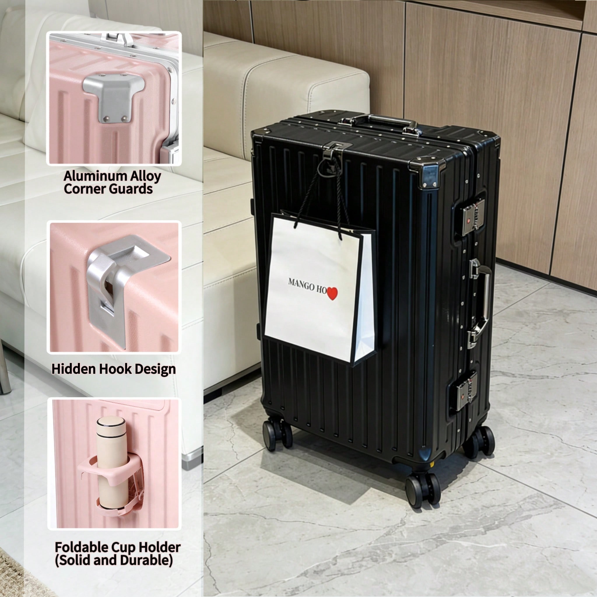 20-дюймовый ручной чемодан, од – обзор и цена Aluminum Frame Carry On Luggage