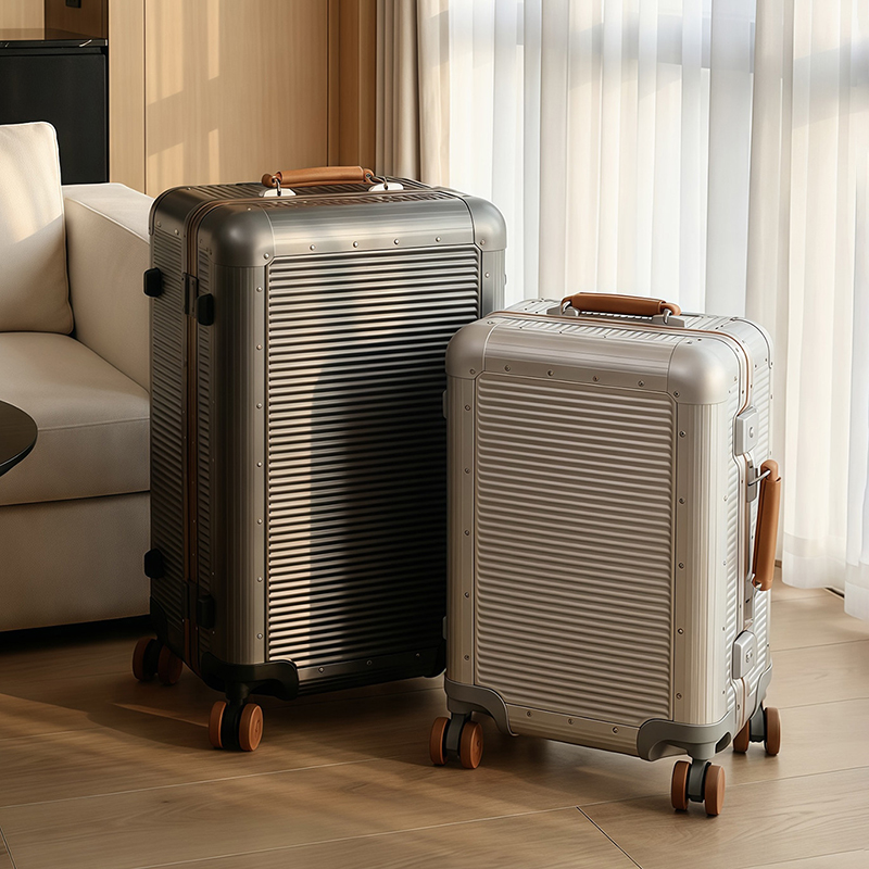 Большой модный чемодан на коле – обзор и цена Aluminum Frame Carry On Luggage